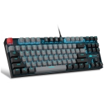 75% Mechanical Gaming Keyboard with Blue Switch, LED Blue Backlit 87 Keys Compact TKL Wired Computer Keyboard for Windows Laptop PC Gamer - Gray/Black