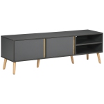 HOMCOM TV Stand Cabinet for TVs up to 55", Entertainment Unit with Doors, Storage Shelves and Cable Holes for Living Room, Bedroom, Dark Grey