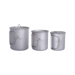 Boundless Voyage Titanium Cup Set | Lightweight Stackable Water Coffee Cup Mug for Outdoor Camping Hiking Backpacking 200ml+300ml+450ml