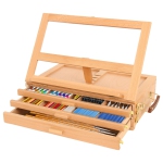 Versatile Tabletop Easel with 3 Drawers, Adjustable Solid Beech Wood Table Sketch Box and Portable Art Organizer Storage Box Easel