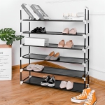 6-Tier Raquette de chaussures 30-Pair Rangement de chaussures Organisateur Stackable Entryway Étagère de chaussures, Noir