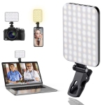 60 LED Portable Selfie Light Video Conference Lighting with Clip & Camera Tripod Adapter Rechargeable 2200mAh CRI 97+/3 Light Modes for iPhone Webcam Laptop