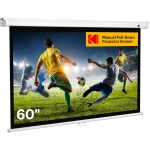 Kodak 60" Manual Pull Down Projector Screen, Large 16:9 Retractable Projector Screen, Black