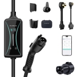 Fulsolen Level 2 EV Charger for Tesla, 40Amp/240V/9.6Kw EV Charger with J1772 to Tesla Adapter, Indoor/Outdoor Portable EV Charger with 22ft Cable, NEMA 5-15 and NEMA 14-50 Outlet