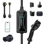 Fulsolen EV Charger for Tesla, 32Amp/7.6Kw/240V EV Charger with J1772 to Tesla Adapter, Indoor/Outdoor Portable EV Charger with 22ft Cable, NEMA 5-15 and NEMA 14-50 Outlet