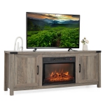 Costway Meuble TV de 62 po, Console Médias avec Foyer Électrique de 23 po pour Téléviseur de 70 po