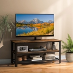Gymax Meuble TV à 3 niveaux pour Téléviseurs jusqu'à 50 po avec Prises de Courant, Ports USB et Étagères
