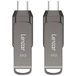 Lexar JumpDrive Dual Drive D400 64GB USB 3.1 + USB-C Flash Drive - 2 Pack