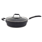 Starfrit The Rock 30cm (12") Non-Stick Jumbo Cooker Pan with Lid - Durable Forged Aluminum - Oven Safe - Black