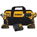 DEWALT 20V MAX* Perceuse sans fil et conducteur d'impact, Kit de combo d'outil de puissance , sans brosse, avec 2 Piles et chargeurs (DCK2..