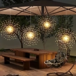 4 Pack Suspended Solar Fireworks Lights | 360 LEDs, 8 Modes with Remote, Outdoor Waterproof