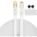 Cat 8 Ethernet Cable 10 Ft Flat Internet Network Rj45 Cable Shielded High Speed 2000Mhz 40Gbps Lan Patch Cables