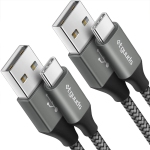 Gray USB C Cable 6ft, 2-Pack USB to USB C Cable 3A Fast Charging Type C Cable Braided Data Cord for Samsung