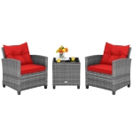 Colour: Grey Rattan & Red Cushion
