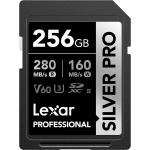 Lexar 256GB Professional Silver PRO SDXC Memory Card, UHS-II, C10, U3, V60, Full-HD & 4K Video, Up to 280MB/s Read