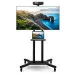 Gymax Meuble TV mobile pour téléviseurs plats ou incurvés de 32 à 70 pouces jusqu'à 110 lbs avec étagère AV