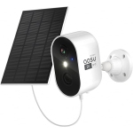 aosu 2K Security Camera Wireless Outdoor, Solar Powered Security Camera with Spotlight (White)