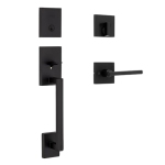 Kwikset San Clemente Front Door Lock Handle and Deadbolt Set, Entry Handleset Exterior with Interior Reversible Lever - Matte Black