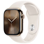 Koodo Apple Watch Series 10 (GPS + Cellular) 42mm Gold Titanium Case with Starlight Sport Band - Medium/Large - Monthly Tab Payment