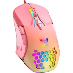 Gaming Mouse, Wired PC Entry Level Mouse with RGB Backlit, Optical Laptop Office Mouse, Computer Gamer Mouse for Windows/Mac/Linux/Chrome, Honey Pink
