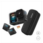 GoPro HERO13 noir - Ensemble essentiel - GoPro HERO 13 Noir W 2 batterie supplémentaire + Cas compact + 128GB SD Carte