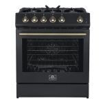 Forno Leonardo Espresso 30" Gamme de gaz noir 5 Brûleurs, 39 500 BTU, 5 Cu.ft. Convection Four