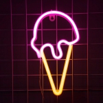 Ice Cream Neon Sign Ice Cream Shop Decoration LED Neon Sign Dessert Cafe Restaurant Wall Light Sign Neon Burger Cold Drink Shop Bar Decorative Neon Wall Art USB With Chain