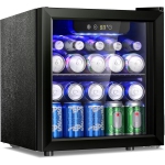 Antarctic Star 12-Bottle 48-Can Beverage Fridge, Low Noise Clear Glass Door Countertop Cellar for Beer and Soda, 1.3 Cu.ft, Black