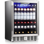 Antarctic Star 5.1 Cu.Ft Beverage Fridge, 24 Inch, 166-Can, Low Noise, Glass Door, Stainless Steel, Efficient Cooling System with Safety Lock