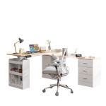 Homsee Ergonomic Adjustable Sit-Stand Desk with Memory Preset Controller – Height Adjustable (63” W x 63” D x 28.4”–45.8” H), White Finish