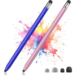 2 Pack Stylus Pens for Touch Screens,High Sensitivity Precision Capacitive Stylus Pen Compatible with iPad iPhone Samsung Tablets All Universal Touchscreen Devices with 4 Rubber
