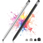 2 Pack Stylus Pens for Touch Screens, High Sensitivity Precision Capacitive Stylus Pen Compatible with iPad iPhone Samsung Tablets All Universal Touchscreen Devices with 4 Rubber