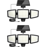 Lepro Solar Motion Sensor Light Outdoor 2-Pack, 72 LED 1000lm Solar Security Light Separate Solar Panel 3 Adjustable Heads 6500K White Light IP65 Waterproof