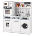 Gymax ids Jouer Jeu de jouets de cuisine avec distributeur d'eau Robinet micro-ondes Ustensiles de four