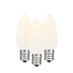 Novelty Lights 25 Pack C9 Ceramic Style LED Christmas Lights, Opaque Replacement Bulbs with E17 Base, Shatterproof Plastic, 3 Ultra-Bright SMDs Per Bulb, Energy Efficient 0.5W