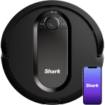 Aspirateur Robot Shark RV990CA EZ pour poils d'animaux sur tapis et sols durs avec nettoyage rangée par rangée, Wi-Fi, aspiration puissante - Noir
