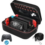 Carrying Storage Case for Nintendo Switch/Switch OLED Model, Portable Travel Protective Hard Messenger Bag Soft Lining 18 Games for Switch Console Pro Controller, Black