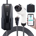 VEVOR Level 1+2 Portable EV Charger, 16A 120V/240V, Electric Vehicle Charger with 28Ft Charging Cable NEMA 6-20P Plug NEMA 5-15 Adapter,Home EV Charging Station for SAE J1772 EVs