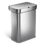 Simplehuman 58L Rectangular Sensor Can - Voice and Motion Activated - Brushed - Plug-in Power Adapter and Liner Trial Pack Included