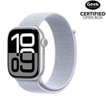 Open Box - Apple Watch Series 10 (GPS + Cellular) 46mm Silver Aluminum Case with Blue Cloud Sport Loop