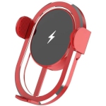 Adjustable Viewing Angles Car Car Wireless Charging Phone Mount Stand Navigation 360Degree Rotating Cellphone Rack for Air Vent(Red)