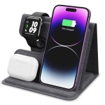3-in-1 Leather 18W Wireless Charger - SmartPhone, Earbuds & SmartWatch