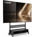 FITUEYES Support de Téléviseur avec Rangement et Roues pour Écrans LED LCD de 70 à 100 pouces, Support de Téléviseur au Sol en Bois avec Tableau à Épingle et Rangement dans le Cabinet
