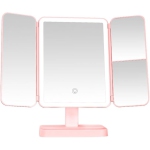 Vanity Mirror with Lights, 2X 3X 10X Magnification, Touch Control, Trifold Makeup Mirror, Dual Power Supply, Portable LED Vanity Mirror(Pink)