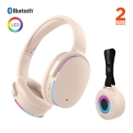 HyperGear Audio Essentials Duo – Bone – 2 Pack Gift Set Bluetooth Headphone & Speaker 5W – HD Sound Vibrant LED Lights Speaker w Carry Strap Foldable & Portable Headphones