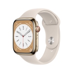 Apple Watch Series 8 [GPS + Cellular 45 mm] Smart Watch w/Gold Stainless Steel Case with Starlight Sport Band - Brand New