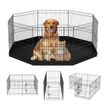 VEVOR 8 Panels Foldable Metal Dog Exercise Pen with Bottom Pad, 24" H Pet Fence Puppy Crate Kennel with Ground Stakes,Indoor Outdoor Dog Pen for Small Medium Pets,for Camping,Yard