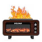 Flame Oil Diffuser, Aromatherapy Humidifier, Auto Shutoff, Essential Oil Diffuser, Fireplace Flame Aromatherapy Diffuser for Spa Home Yoga (Black Wood Grain Color)