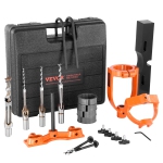 VEVOR Mortising Attachment for Drill Press, 4 Model Drills Square Hole Chisel Set, Bench Drill Locator Set Mortise and Tenon Tools with 5 Bushings, for Woodworking Drilling Machine