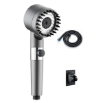 Couleur: [Pomme de douche noire + tuyau 1,5&nbsp, m + base sans perforation]